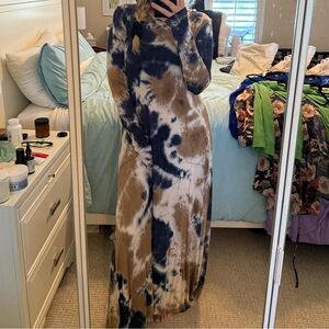 NATURAL LIFE | Stevie Knit Tie-Dye Maxi Long Sleeve Dress
